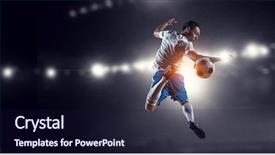  Presentation with stadium - Slides featuring 3d man goal - soccer player at stadium mixed background and a wine colored foreground