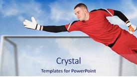  Presentation with saving - Audience pleasing PPT layouts consisting of 3d man target - digital composite of soccer goalkeeper backdrop and a sky blue colored foreground