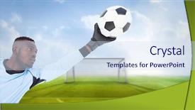  Presentation with goal ball - Slides having 3d man target - digital composite of soccer goalkeeper background and a  colored foreground