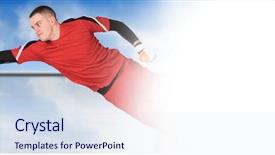  Presentation with save water concept saving - Beautiful presentation theme featuring 3d man target - digital composite of soccer goalkeeper backdrop and a sky blue colored foreground