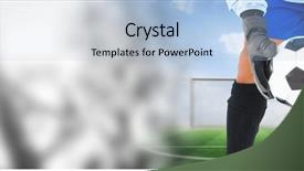  Presentation with goal ball - Slide set consisting of 3d man target - digital composite of soccer goalkeeper background and a  colored foreground