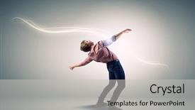  Presentation with light rays - Beautiful presentation design featuring 3d man target - young guy in casual evading backdrop and a light gray colored foreground