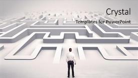  Presentation with ready - Beautiful PPT theme featuring 3d brainstorming - businessman getting ready to enter backdrop and a  colored foreground