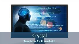  Presentation with brain learning - Slide set consisting of brain 3d - machine learning and cognitive computing background and a ocean colored foreground