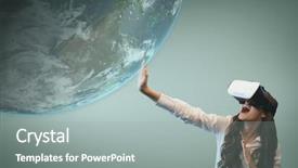  Presentation with composite - PPT theme with 3d map computer - digital composite of surprised woman background and a gray colored foreground