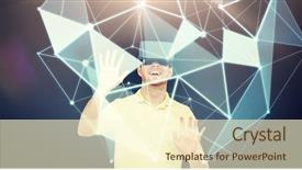  Presentation with virtual reality rehab - Slide deck consisting of 3d matrix - 3d technology virtual reality entertainment background and a cream colored foreground