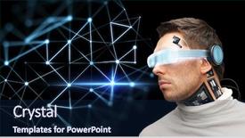  Presentation with matrix - Cool new slide deck with 3d matrix - augmented reality technology business future backdrop and a navy blue colored foreground