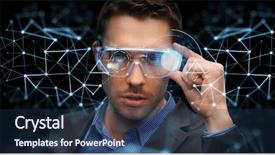  Presentation with matrix - PPT theme featuring 3d matrix - augmented reality technology business background and a tawny brown colored foreground