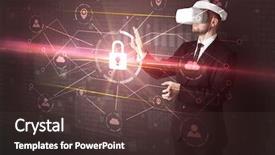  Presentation with lte mobile coverage 4g network - PPT theme having 3d matrix - businessman with dji goggles controlling background and a  colored foreground