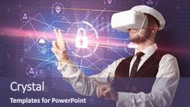  Presentation with neural network maps - Audience pleasing PPT layouts consisting of 3d matrix - businessman with dji goggles controlling backdrop and a  colored foreground