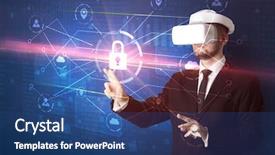  Presentation with vanet network - Beautiful slides featuring 3d matrix - businessman with dji goggles controlling backdrop and a  colored foreground