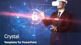  Presentation with matrix - Beautiful presentation theme featuring 3d matrix - businessman with dji goggles controlling backdrop and a  colored foreground