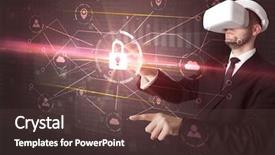  Presentation with network security hd - PPT layouts having 3d matrix - businessman with dji goggles controlling background and a tawny brown colored foreground