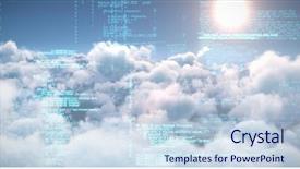  Presentation with data - Colorful slide deck enhanced with 3d matrix - image of data against idyllic backdrop and a sky blue colored foreground