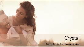  Presentation with man and woman - Beautiful presentation theme featuring 3d matrix - smiling young man piggybacking woman backdrop and a lemonade colored foreground