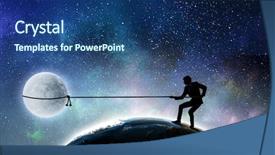  Presentation with moon - Cool new PPT theme with 3d men climbing rope - he is going to get backdrop and a ocean colored foreground