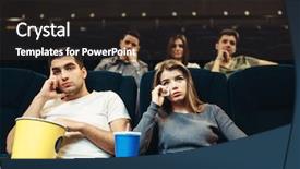  Presentation with movie - Colorful theme enhanced with boring film concept couple watching movie backdrop and a dark gray colored foreground