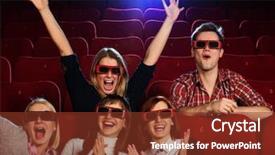  Presentation with glasses - Presentation design with group of people in 3d background and a tawny brown colored foreground