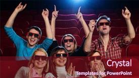  Presentation with glasses - Amazing theme having group of people in 3d backdrop and a tawny brown colored foreground