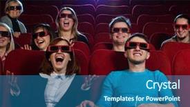  Presentation with cinema - Theme with glasses watching movie in cinema background and a ocean colored foreground