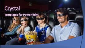  Presentation with movie theater - Presentation theme with watching 3d movie in cinema background and a black colored foreground