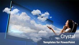  Presentation with television watching - Beautiful slide set featuring television broadcast - image of young woman backdrop and a teal colored foreground