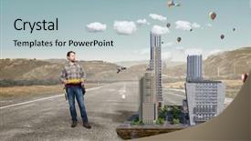  Presentation with development - Audience pleasing PPT theme consisting of 3d man constructor - my best development project mixed backdrop and a light blue colored foreground