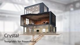  Presentation with dream - Slide set consisting of 3d architecture - realize your interior dream mixed background and a tawny brown colored foreground