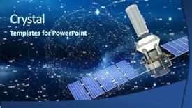  Presentation with solar satellite - Cool new presentation theme with 3d modern solar power satellite backdrop and a ocean colored foreground