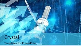  Presentation with solar satellite - Slides with 3d modern solar power satellite background and a cyan colored foreground