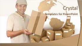  Presentation with world map - Audience pleasing presentation consisting of 3d moving earth - messenger holding a package backdrop and a lemonade colored foreground