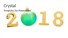  Presentation with 2018 - Beautiful PPT theme featuring numbers 2018 and christmas toy backdrop and a white colored foreground