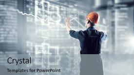  Presentation with builder - Presentation design with 3d panel - builder man using media interface background and a light gray colored foreground