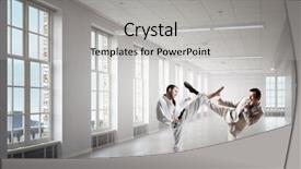  Presentation with business competition - Presentation theme having 3d people conflict - business competition concept mixed media background and a light gray colored foreground