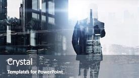  Presentation with cityscape - Presentation design with 3d people icon leadership - exposure of businessman and cityscape background and a ocean colored foreground