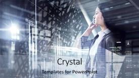  Presentation with cityscape - Audience pleasing presentation theme consisting of 3d people icon leadership - exposure of businesswoman and cityscape backdrop and a  colored foreground