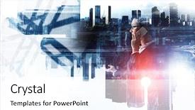  Presentation with cityscape - Amazing presentation theme having 3d people icon leadership - exposure of businesswoman and cityscape backdrop and a white colored foreground