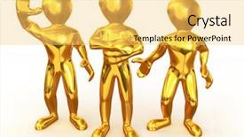  Presentation with three - Audience pleasing presentation theme consisting of 3d people icon leadership - three men 3d backdrop and a yellow colored foreground
