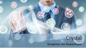  Presentation with well - PPT theme with 3d people icon leadership - well dressed businessman pointing background and a  colored foreground