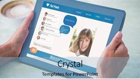  Presentation with chat - Audience pleasing presentation design consisting of 3d people pen - 3d interface of chat application backdrop and a light blue colored foreground