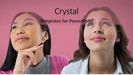  Presentation with digital art women - Theme enhanced with 3d people pen - digital composite of two women background and a coral colored foreground