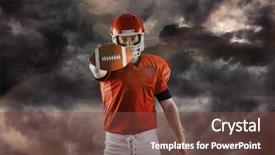  Presentation with gloomy - Cool new presentation theme with 3d portrait of american football player showing football to camera against gloomy sky backdrop and a tawny brown colored foreground