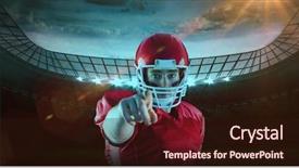  Presentation with football goal post american field - PPT theme featuring 3d portrait of american football background and a wine colored foreground