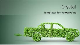  Presentation with electric car - Beautiful presentation theme featuring power plug nature - electric car concept in green backdrop and a mint green colored foreground