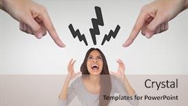  Presentation with lightning - Cool new slide deck with 3d powerpoints - digital composite of hands pointing backdrop and a  colored foreground