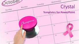  Presentation with october - Slide deck featuring 3d powerpoints - hand pushing pink button background and a pink colored foreground