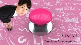  Presentation with pink counseling - Colorful presentation enhanced with 3d powerpoints - serious businesswoman bending against pink backdrop and a coral colored foreground