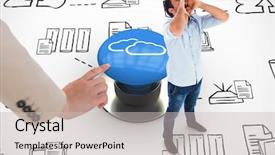  Presentation with graphic - PPT layouts consisting of 3d powerpoints - shouting casual man standing background and a light gray colored foreground