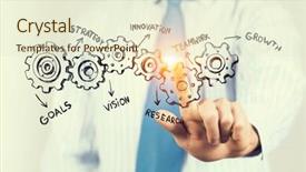  Presentation with media management - Cool new PPT theme with 3d powerpoints - teamwork and management concept mixed backdrop and a  colored foreground