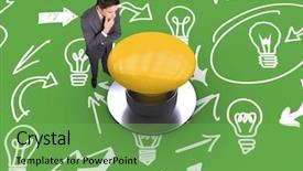  Presentation with wrong thinking - Beautiful presentation theme featuring 3d powerpoints - thinking businessman touching his chin backdrop and a seafoam green colored foreground